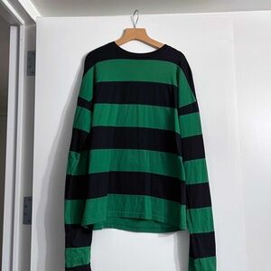 Marni Long Sleeve Black and Green Striped with Oversized Sleeves